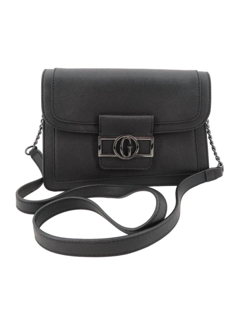 GUESS Wallander Black Faux Leather Crossbody Purse Handbag Bag Magnetic Flap